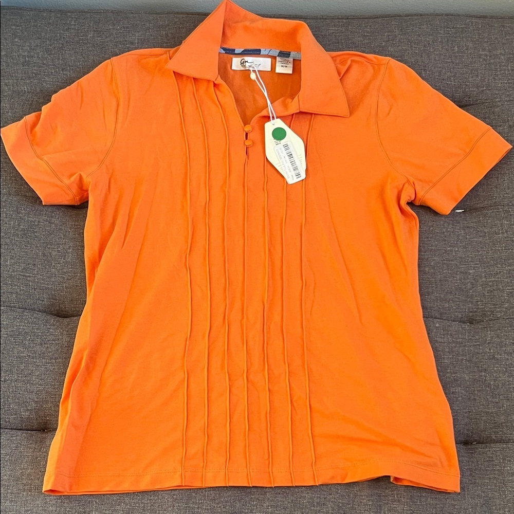 Greg Norman Pin Tuck Orange Polo Shirt New with tags size M